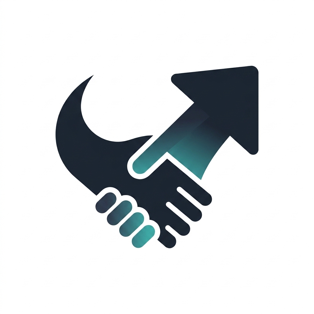 BLUELEND logo — a handshake forming an upward arrow